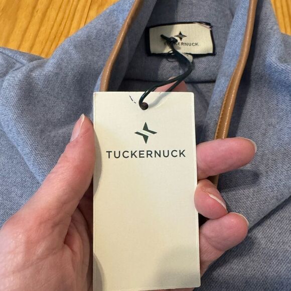 NWT Tuckernuck Women’s Leather Trim Funnel Piper Poncho One Size Slate Blue - Picture 7 of 12